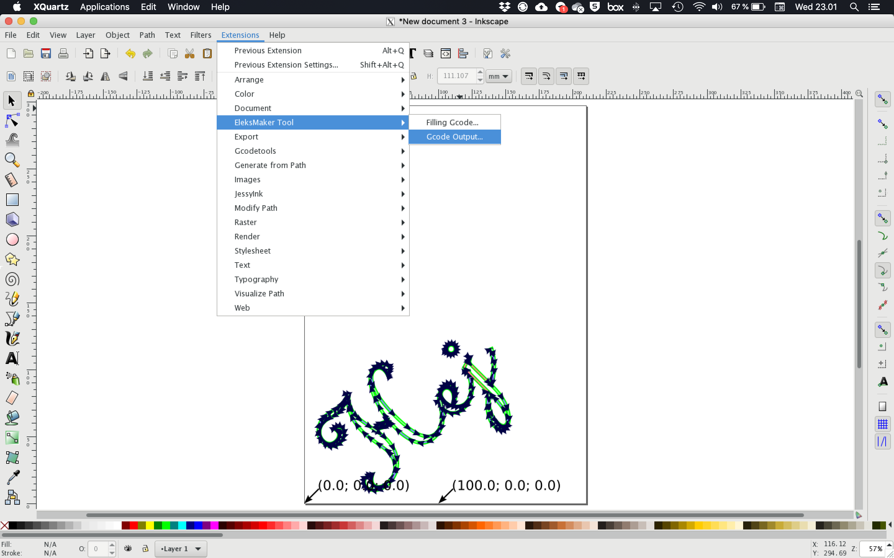 inkscape gcode extension edit header